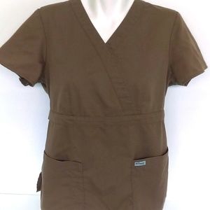 Grey's Anatomy Scrub Top  Large Barco Brown